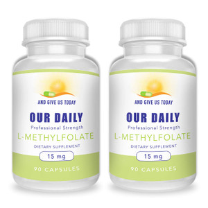 AND GIVE US TODAY OUR DAILY L-Methylfolate 15mg (2 Bottles) - 180 Capsules - Professional Strength Active Methyl Folate - 5-MTHF Supplement - Non GMO