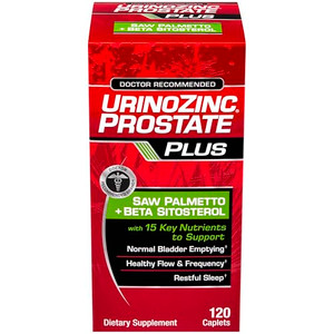 Urinozinc Prostate Plus, Saw Palmetto & Beta Sitosterol Supplement for Men, Reduce Frequent Urination (2 Month Supply, 120 Count)