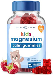 NutraChamps 120 Kids Magnesium Gummies - Sugar Free Calm Magnesium Gummies for Kids - 4 Month Supply - Supports Bone Health, Sleep