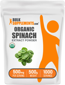 BulkSupplements.com Organic Spinach Extract Powder - Organic Spinach Powder from Leaf Extract, Herbal Supplement - Gluten Free, 500mg per Serving, 50