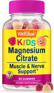 WellYeah Magnesium Citrate Gummies for Kids - Chewable Stress Relief Supplement for Children - Natural Calm, Mood Support, Non-GMO, Gluten Free - Nat