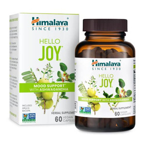 Himalaya Hello Joy Herbal Supplement, with Ashwagandha, Amla, Bacopa, Holy Basil/Tulsi, Positive Outlook, Supports Motivation, Stress Relief, Balance