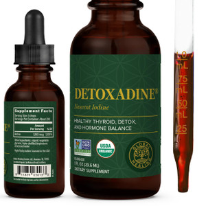 Global Healing Center - Detoxadine - Organic Nascent Liquid Iodine Supplement Drops for Thyroid Support, Detox Cleanse, and Metabolism - Non-GMO, Veg