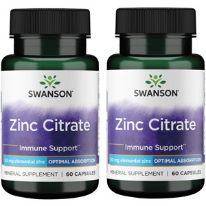 Swanson Zinc Citrate - Mineral Supplement Promoting Healthy Vision & Immune System Health - Natural Formula Supporting Overall Wellness - (60 Capsule