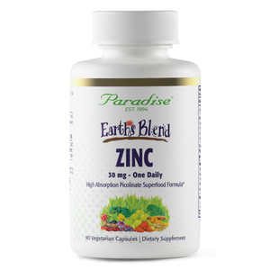 Paradise Herbs Zinc Supplements with Picolinate and Natures C, for Immune Support, Super Potent, Ultra Pure, Gluten Free, Non-GMO, Vegan, 30 mg, 90 C