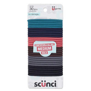 Scunci by Conair No Damage Effortless Beauty Large Multicolor Hair Ties Elastics for Women and Men, Elastic Hair Ties with No Damage in Assorted Neut
