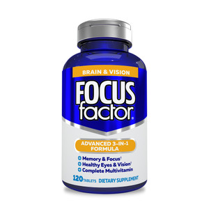 Focus Factor Adults Brain and Vision Supplement, 120 Count - Eye Vitamin, Mineral Supplement & Complete Multivitamin w/Lutein & Zeaxanthin  Brain Su