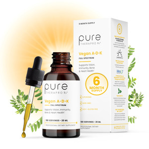 Pure TheraPro Rx Vegan A-D-K Drops-6 Mon Supply-Vitamin A(Palmitate & Betacarotene),Liposomal Vitamin D3(as vegan cholecalciferol),Liposomal Vitamin