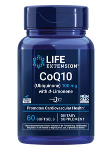 Life Extension CoQ10 (Ubiquinone) with d-Limonene  Heart Health, Fight General Fatigue, Better Absorption  Gluten-Free, Non-GMO  60 Softgels