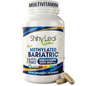 Shiny Leaf Methylated Bariatric Multivitamin with Iron 45mg  Once Daily Capsule, Made in USA, ASMBS Compliant Bariatric Vitamins for Gastric Bypass