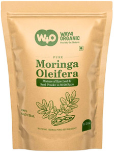 WAY 4 ORGANIC W4O Moringa Oleifera Leaf and Seed Powder (80:20) Ratio 16 Oz(1lb), Tender Leaves & Seeds, One Powder with Two Benefits, Miracle Tree