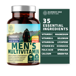 Number One Nutrition Premium Men's Daily Multivitamin Multimineral Supplement [Gluten Free, Non-GMO], Vitamins A C E D B1 B2 B3 B5 B6 B12, Magnesium,