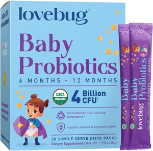LOVEBUG Probiotics for Babies - Organic Baby Probiotics 6-12 Months for Baby Immune Support, Gas, Colic, Diarrhea & Infant Constipation Relief Sugar-