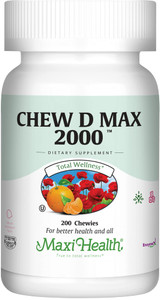 Maxi Health Chewable Vitamin D3 2000 IU Supplement - Delicious Natural Bubble Gum Flavor - Supports Calcium Absorption, Immune and Bone Health in Adu