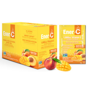 Ener-C Peach Mango Multivitamin Drink Mix Powder Vitamin C 1000mg & Electrolytes with Real Fruit Juice Natural Energy & Immune Support for Women & Me