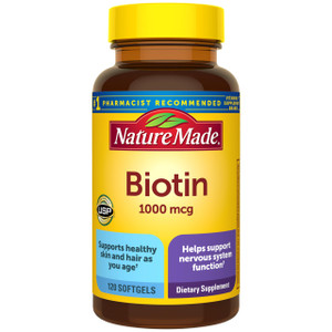 Nature Made Biotin 1000 mcg, Dietary Supplement Supports Healthy Hair & Skin, 120 Softgels, 120 Day Supply