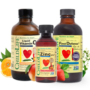 CHILDLIFE ESSENTIALS Immune Support 3-Pack - Liquid Vitamin C, First Defense, and Zinc - Immune Boosting Supplements for Infants, Toddlers, and Kids