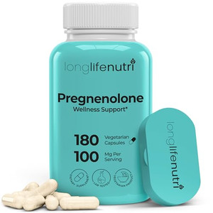 Brain & Hormone Support Pregnenolone - 180 Veggie Caps for Enhanced Memory, Focus & Vitality - Made in USA