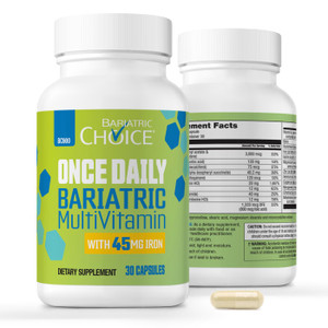 Bariatric Choice Once-Daily Bariatric Multivitamin with 45 mg of Iron | Easy to Swallow Capsule | Vitamin for Bariatric Surgery Patients | 30 Count (