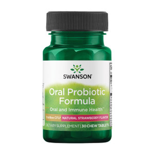 Swanson Oral Probiotic Formula - Oral and Immune System Health - Natural Strawberry Flavor 30 Chwbls