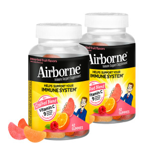 Airborne 750mg Vitamin C Immune Support Supplement Gummies for Adults, Assorted Fruit Flavor, Gluten Free Crafted Blend with Powerful Antioxidants Vi