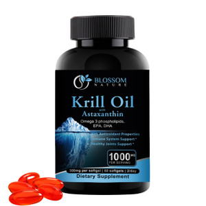 ?Antarctic Krill Oil 1000mg Softgels with Astaxanthin  Omega-3 EPA & DHA Supplement for Heart, Brain, and Joint Health in Form of Phospholipids 60