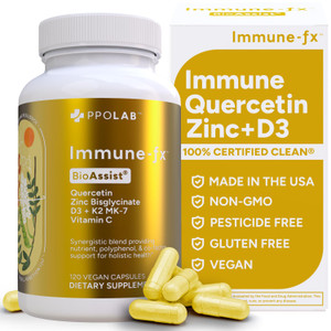 Immune-fx Advanced One-A-Day Zinc Ionophore Immune Support Supplement, Chelated Zinc, Quercetin, Antioxidant Vitamin C, D3, K2 MK7, DNA, Heart, Lung,