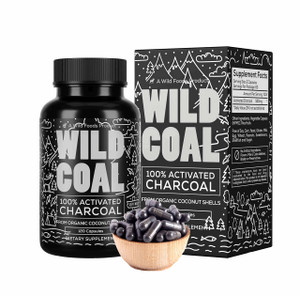 Wild Foods Activated Charcoal Capsules | 100% Organic Coconut Shells Active Tablets for Bloating | Lab Tested & Non-GMO Detox Pills | Made in USA (12