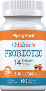 Piping Rock Children's Probiotic Chewable Tablets 14 Strains | 3 Billion CFU | 60 Count | Supplement Blend for Kids | Berry Flavor | Vegetarian, Non-