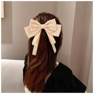 Iaceble Vintage Black Bow Hair Clips Barrette Satin Bowknot Hairclip French Large Ribbon Bow Barrette Decorative Hair Accessories for Women and Girls