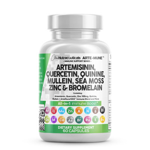 Clean Nutraceuticals Artemisinin Quercetin Zinc Mullein Quinine Supplement with Sea Moss Bromelain Ashwagandha Root Nettle Leaf Bladderwrack Burdock