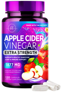 Apple Cider Vinegar Capsules 1877mg - Extra Strength ACV Pills with Vitamin D3 - Non-GMO Apple Vinegar Supplement Sourced from The Mother for Digesti