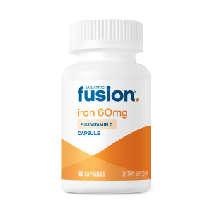 Bariatric Fusion Iron Supplement 60mg with Vitamin C | Easy to Swallow Capsule | Ferrous Fumarate Vitamins for Women and Men | Gluten, Dairy and Soy