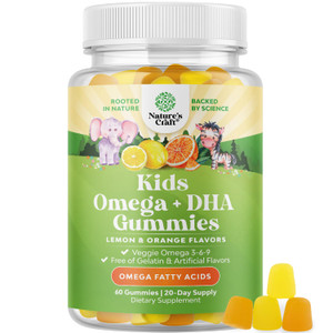 Kids DHA Omega 3 Gummies - Fatty Acids Omega 3 6 9 for Brain, Immune Strength & Vision - Nutritional DHA for Kids for Healthy Nervous System & Focus