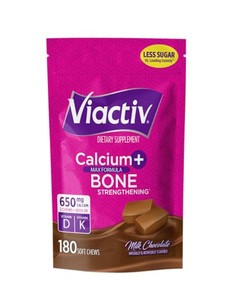 Viactiv Calcium + Vitamin D Supplement Soft Chews for Women & Men - Chewable Calcium for Bone Health Support, 650 mg per Serving, Vitamin D & K for H