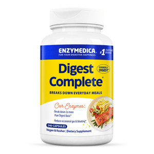 Enzymedica Digest Complete, Full-Range Digestive Enzymes for Daily Gut Health, Fast-Acting Relief from Gas, Bloating & Indigestion, 240 Count