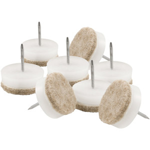 SoftTouch 1 1/8" Round Nail-On Furniture Glides - Surface Protection for Wooden Furniture, White (8 Pack),Beige