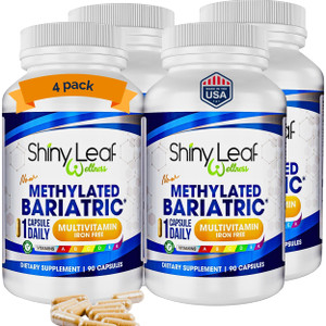 Shiny Leaf Methylated Bariatric Multivitamin Without Iron  Vitamins for Gastric Bypass & Sleeve, 1 Daily Capsule W Methylated Folate, B12, A, C, D,