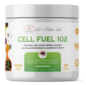 Red's Kitchen Sink Cell Fuel 102  Organic Sea Moss Powder with Bladderwrack & Burdock Root | Dr. Sebi Inspired Herbal Blend | Vegan, Natural, 30 Ser