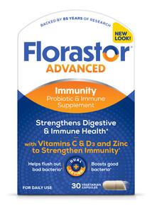 Florastor Select Immunity Boost Daily Probiotic & Immune Support Supplement for Women and Men, Saccharomyces Boulardii CNCM I-745 Plus Zinc, Vitamin