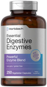 Horbäach Essential Digestive Enzymes | 250 Capsules | Powerful Enzyme Blend for Men & Women | Non-GMO & Gluten Free Supplement