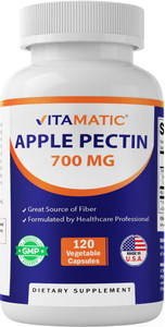 Vitamatic Apple Pectin 700mg  120 Vegetarian Capsules per Bottle Natural Dietary Fiber Supplement  Supports Digestive Health & Regularity*