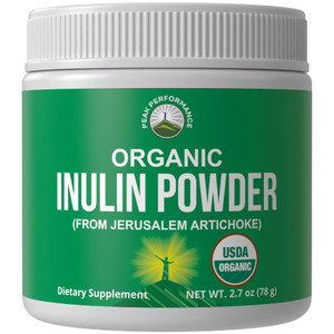 Peak Performance Organic Inulin Powder Natural Prebiotic Fiber for Gut Health. USDA Organic Raw Plant Based Vegan Prebiotics FOS Supplement from Jeru