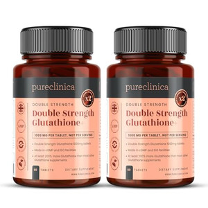 pureclinica Glutathione 1000mg  120 Tablets (2 x 60) | High Strength with 500mg Glutathione, 300mg ALA, 200mg Vitamin C | Antioxidant & Detox Suppor