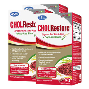 LABO Nutrition CHOLRestore  Red Yeast Rice with Phytosterol Health Supplement, Supports Healthy Cholesterol Levels, Citrinin & Aflatoxin Free, 90 Ve
