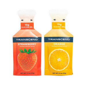 Transcend Foods Strawberry + Orange Gels (1.1 oz, Pack of 24) Fast-Acting Carb Gel Strawberry and Orange Flavor  Caffeine Free, Gluten Free