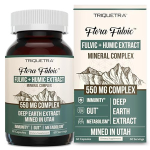 Flora Fulvic | Fulvic Acid + Humic Acid Complex  550 mg |Mined in Utah, Prehistoric Deep Earth Extract | Immunity, Gut, Digestion  Natural Trace Mi