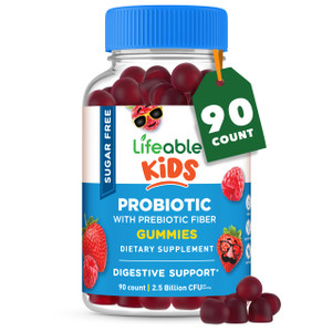 Lifeable Sugar Free Probiotics with Prebiotics Fiber for Kids  Great Tasting Natural Flavor Gummy Supplement  Keto Friendly Probiotic Chewable  90