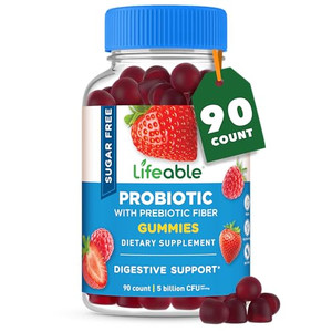 Lifeable Sugar Free Probiotics with Prebiotics Fiber  Great Tasting Natural Flavor Gummy Supplement  Keto Friendly Chewable  for Gut Health and Im