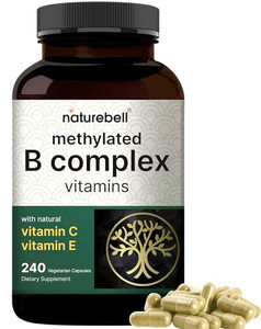 NatureBell Methylated B Complex Vitamins - 240 Vegetarian Capsules - High Bioavailability 12-in-1 Formula - for Immune Health & Energy Support* - Non